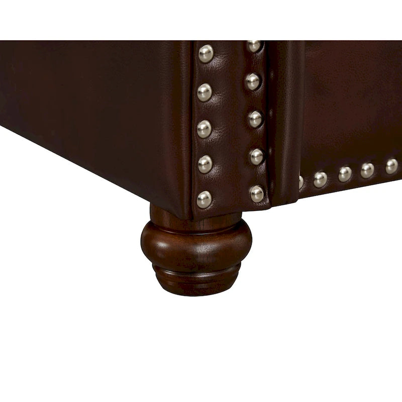 Canapé 3 places classique 83 en similicuir avec coffre de rangement et ornement clouté-7