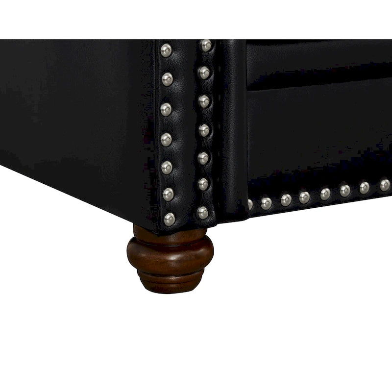 Canapé 3 places classique 83 en similicuir avec coffre de rangement et ornement clouté-29