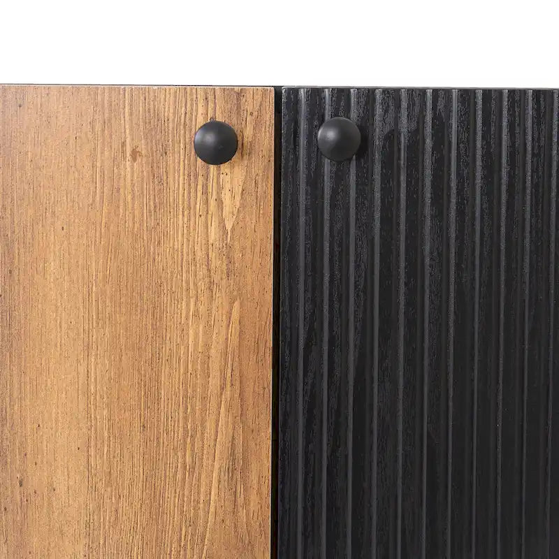 Meuble TV style années 50 avec 3 placards, console multimédia pour téléviseurs jusqu'à 70 pouces, meuble TV avec rangements-19