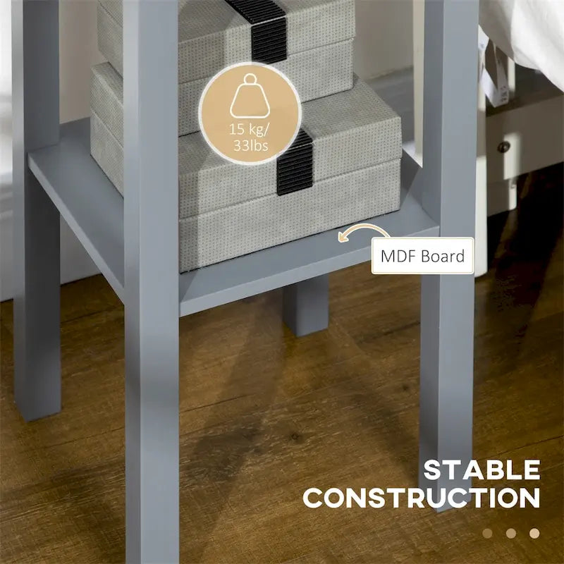 Table d'appoint à 2 niveaux avec tiroir, table de chevet étroite avec étagère inférieure-8