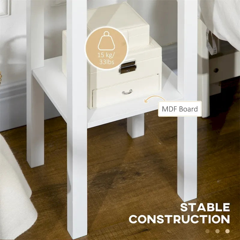 Table d'appoint à 2 niveaux avec tiroir, table de chevet étroite avec étagère inférieure-20