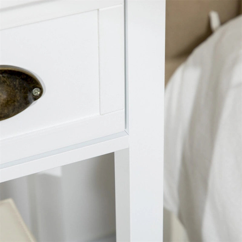 Table d'appoint à 2 niveaux avec tiroir, table de chevet étroite avec étagère inférieure-21