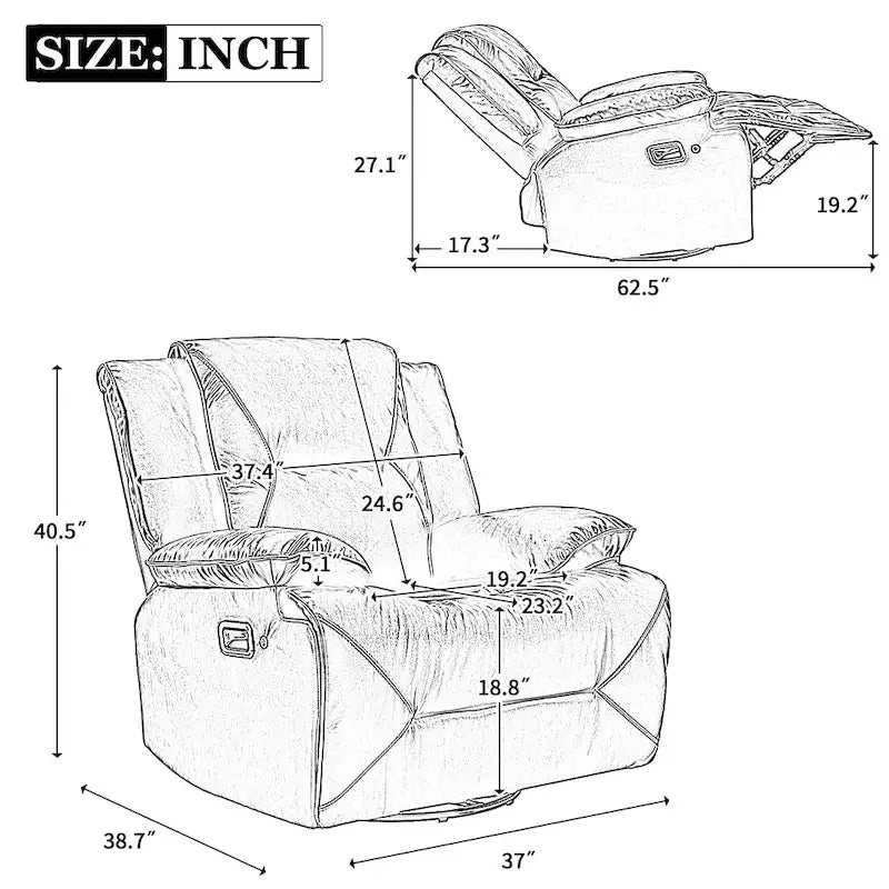 Ensemble de fauteuil inclinable pour home cinéma, fauteuil inclinable manuel avec bande lumineuse LED et deux porte-gobelets intégrés pour salon, chambre, noir.-2