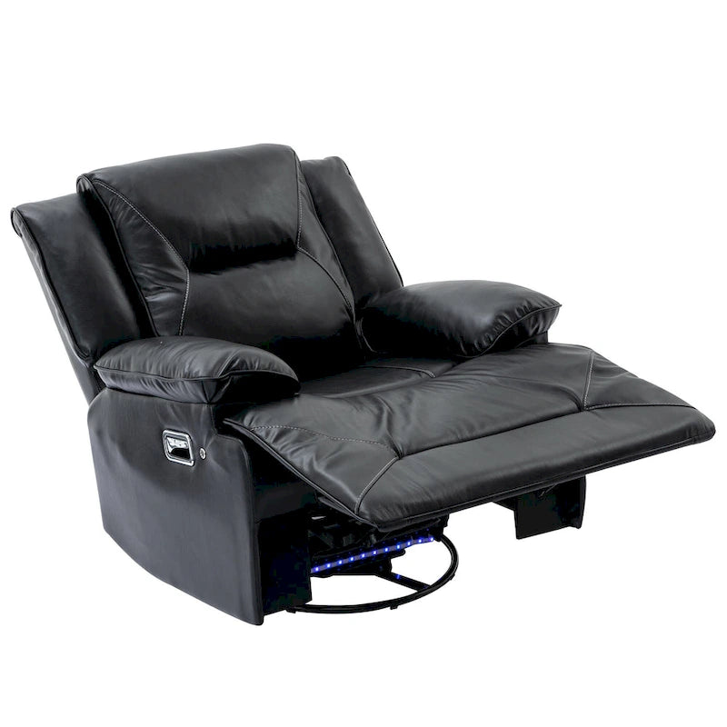Ensemble de fauteuil inclinable pour home cinéma, fauteuil inclinable manuel avec bande lumineuse LED et deux porte-gobelets intégrés pour salon, chambre, noir.-20