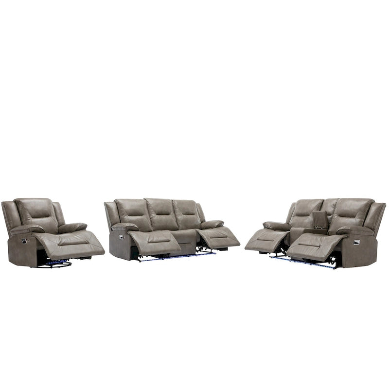 Ensemble de fauteuil inclinable pour home cinéma, fauteuil inclinable manuel avec bande lumineuse LED et deux porte-gobelets intégrés pour salon, chambre, noir.-32