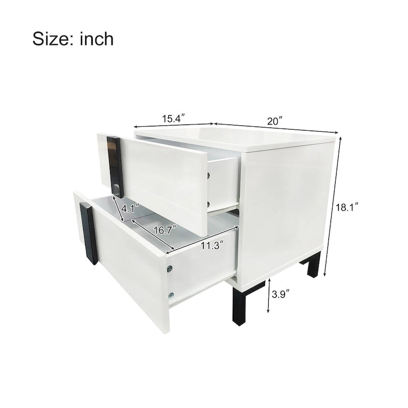 Ensemble de chambre moderne 3 pièces, lit plateforme queen, cadre de lit flottant avec lumière LED et 2 tables de chevet avec pieds en métal-7