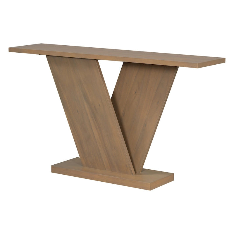 Christopher Knight Home - Table console élégante Mirod avec placage en bois naturel et piètement robuste en V-13