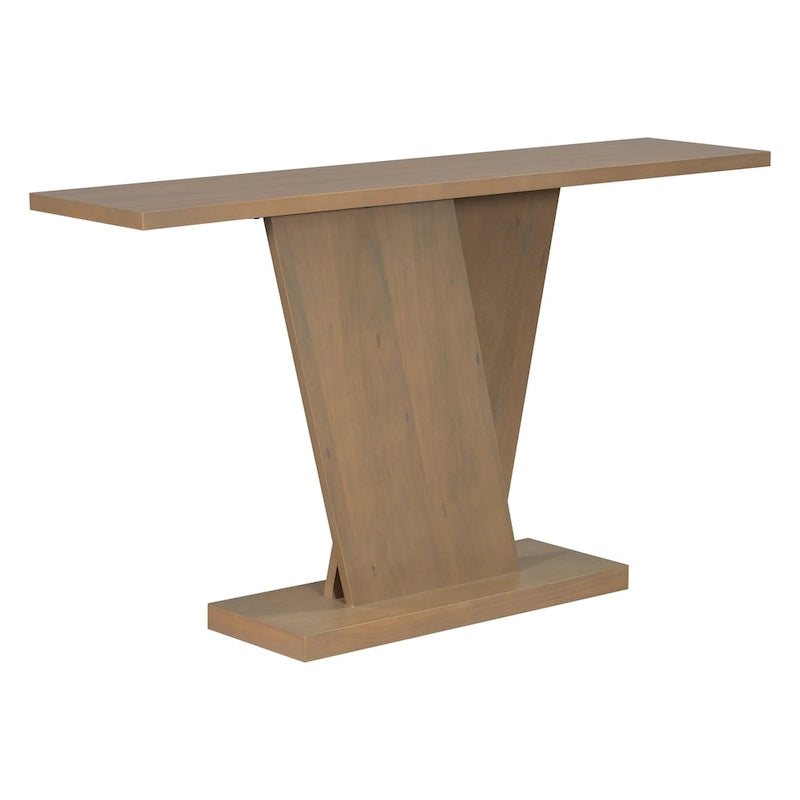 Christopher Knight Home - Table console élégante Mirod avec placage en bois naturel et piètement robuste en V-14