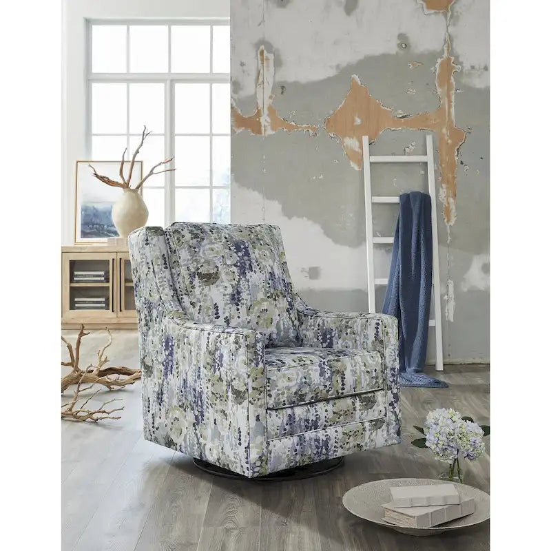 Signature Design by Ashley Dustinford Gray/Green Swivel Glider Accent Chair - 30 W x 39 D x 41 H