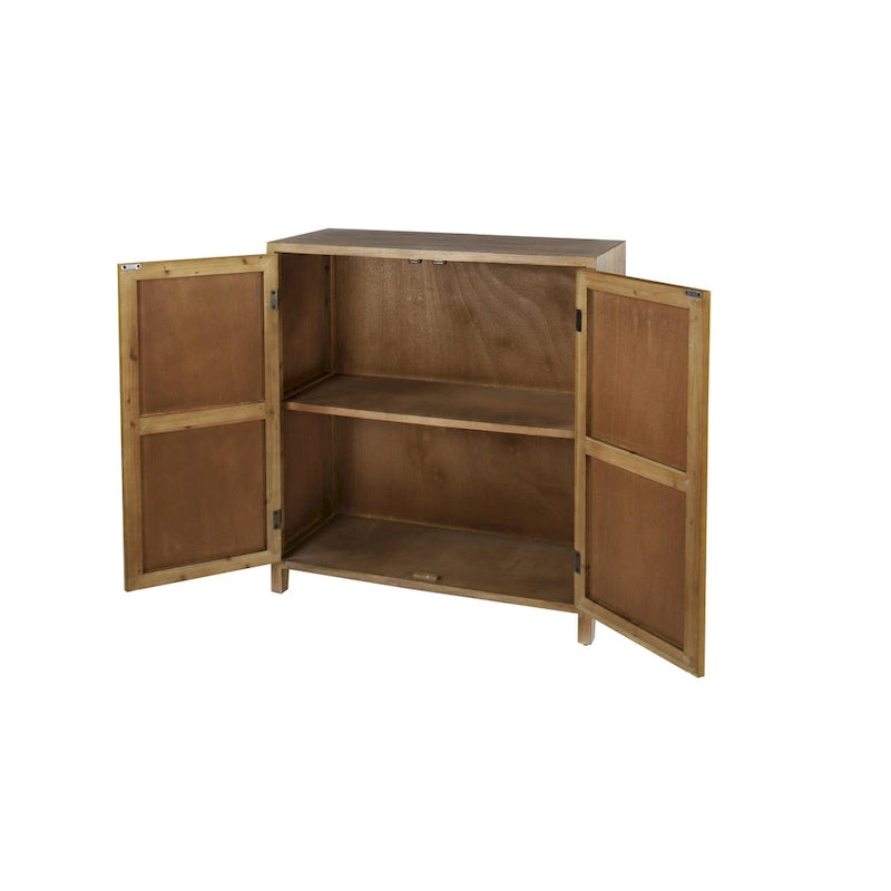 Meuble de chambre en bois sculpté à motifs floraux, 1 étagère et 2 portes - Brun - Roche River Decor-5