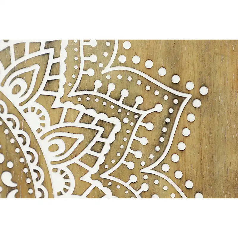 Meuble de chambre en bois sculpté à motifs floraux, 1 étagère et 2 portes - Brun - Roche River Decor-10