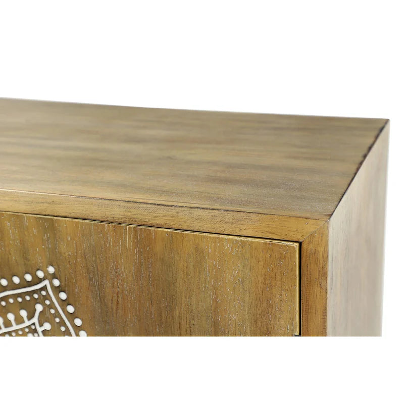 Meuble de chambre en bois sculpté à motifs floraux, 1 étagère et 2 portes - Brun - Roche River Decor-11