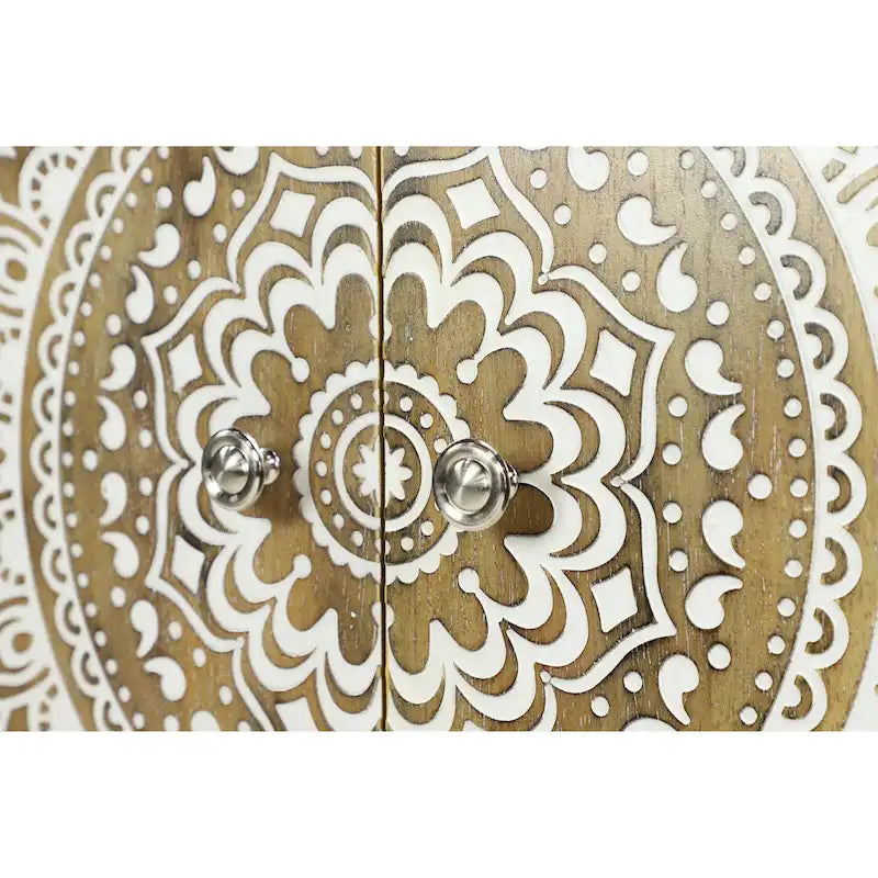 Meuble de chambre en bois sculpté à motifs floraux, 1 étagère et 2 portes - Brun - Roche River Decor-12