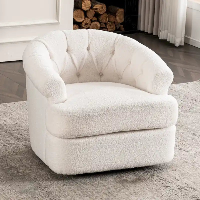 Fauteuil pivotant en velours avec repose-pieds-11