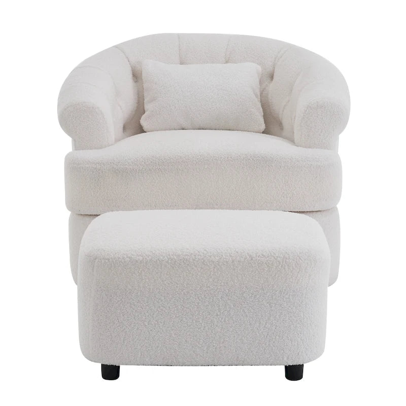 Fauteuil pivotant en velours avec repose-pieds-12