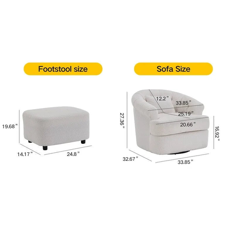 Fauteuil pivotant en velours avec repose-pieds-15