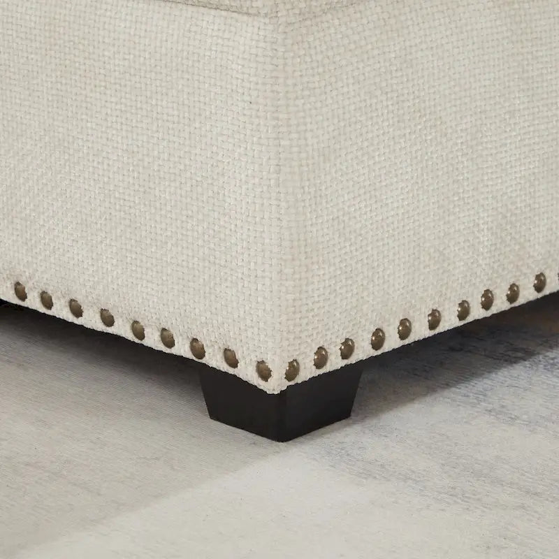 Canapé d'angle convertible en L en chenille 97 avec pouf de rangement-14