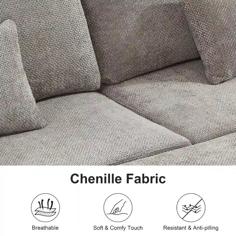 Canapé d'angle convertible en L en chenille 97 avec pouf de rangement-29
