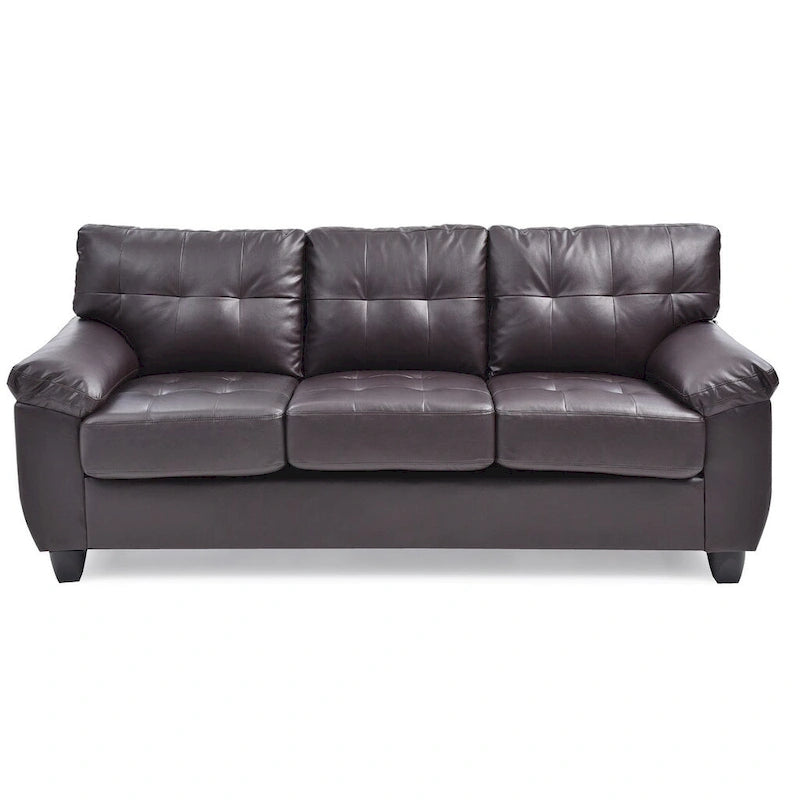 Flared Arm Faux Leather Tufted Straight Sofa - 78 - Brown