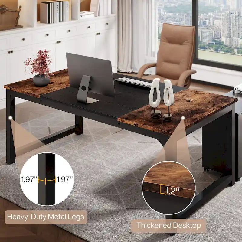 Bureau de direction en L de 63 pouces avec caisson à dossiers suspendus de 40 pouces-5