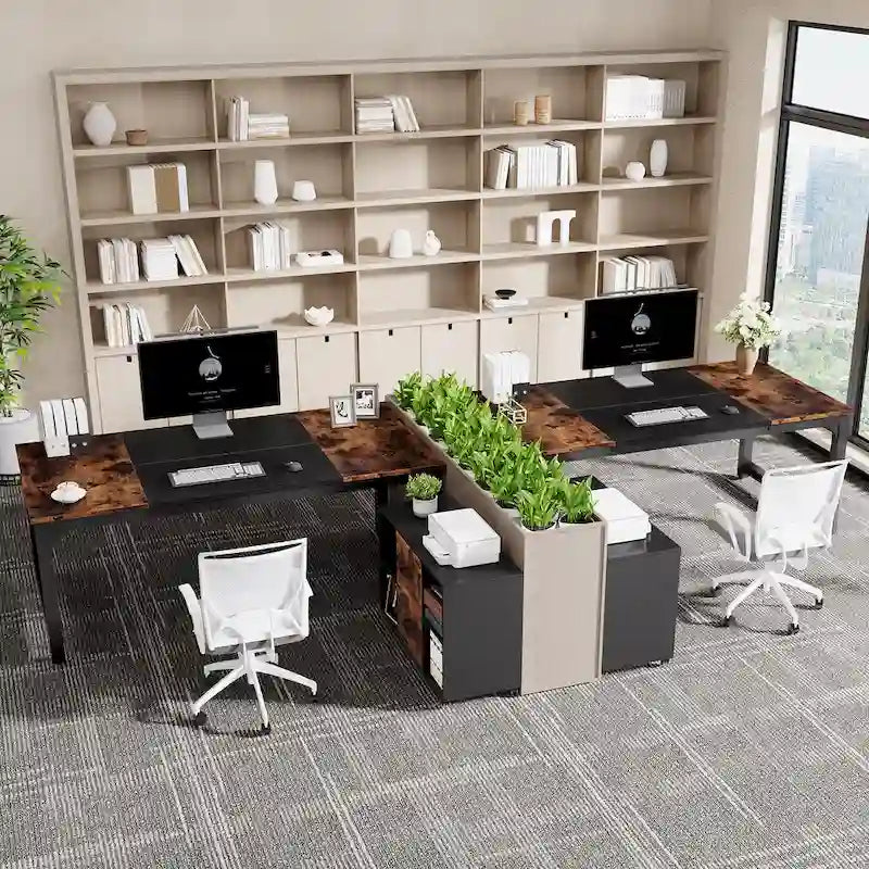 Bureau de direction en L de 63 pouces avec caisson à dossiers suspendus de 40 pouces-8