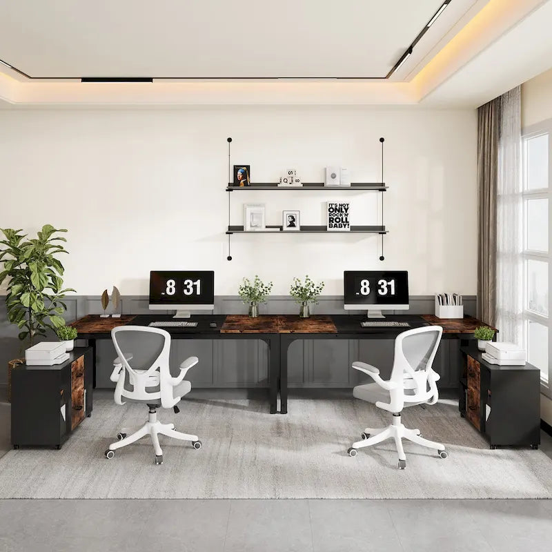 Bureau de direction en L de 63 pouces avec caisson à dossiers suspendus de 40 pouces-10