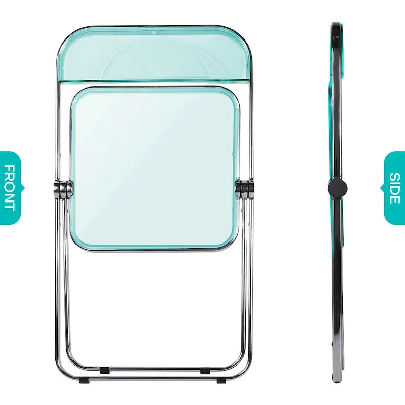 Chaise de salle à manger pliante empilable en acrylique transparent avec cadre en métal, unité - 29,1 (H) x 18,1 (L) x 18,5 (P)-17