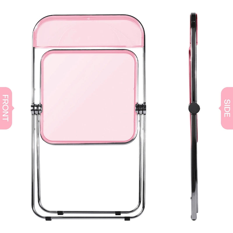 Chaise de salle à manger pliante empilable en acrylique transparent avec cadre en métal, unité - 29,1 (H) x 18,1 (L) x 18,5 (P)-28