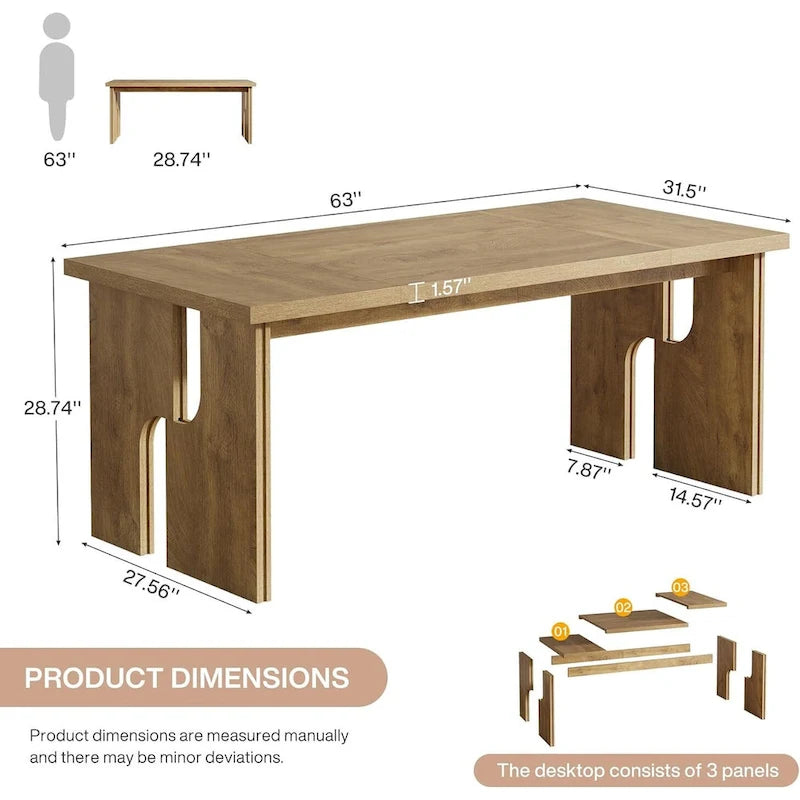 Table de salle à manger rectangulaire 63 cm avec pieds au design moderne-2