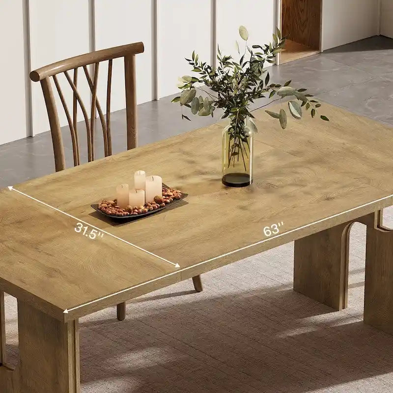 Table de salle à manger rectangulaire 63 cm avec pieds au design moderne-5