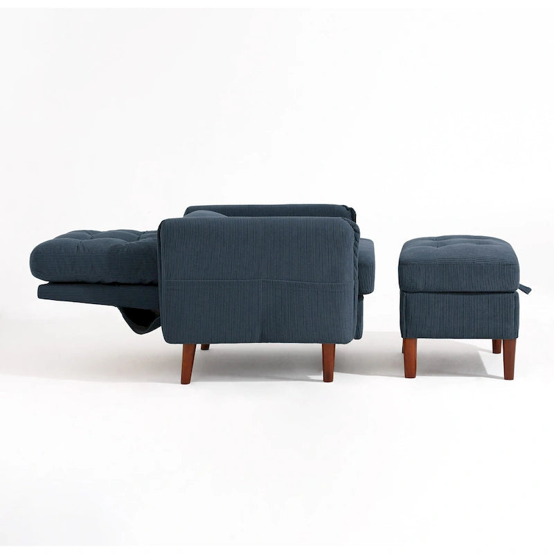 Fauteuil d'appoint rembourré avec dossier réglable et pouf de rangement-22