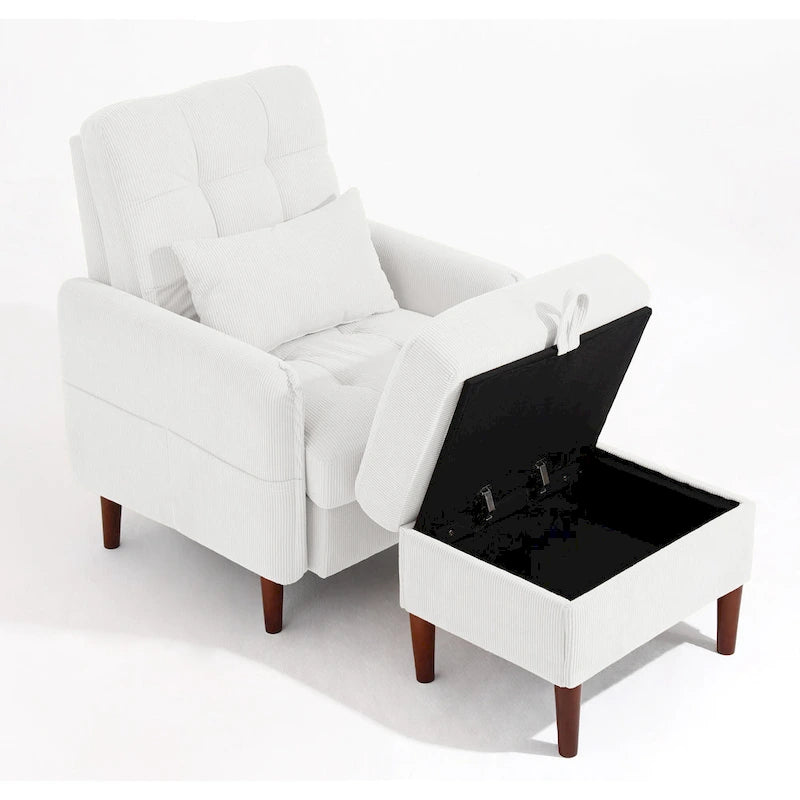 Fauteuil d'appoint rembourré avec dossier réglable et pouf de rangement-27