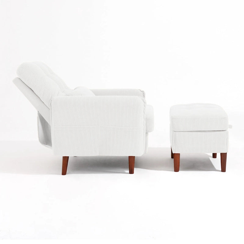 Fauteuil d'appoint rembourré avec dossier réglable et pouf de rangement-29