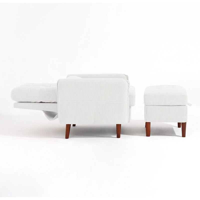 Fauteuil d'appoint rembourré avec dossier réglable et pouf de rangement-30