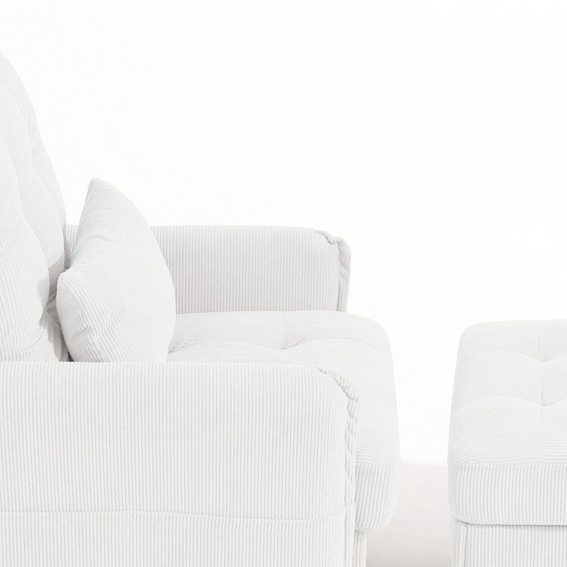 Fauteuil d'appoint rembourré avec dossier réglable et pouf de rangement-32