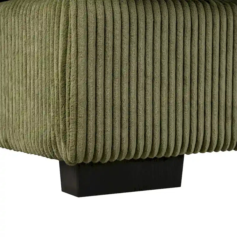 Canapé d'angle en velours côtelé de 111 pouces avec porte-gobelets et ports de chargement intégrés-16