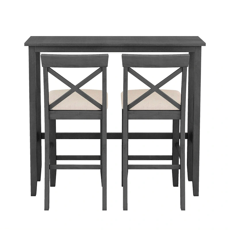 Ensemble table et chaises de salle à manger 3 pièces, petit ensemble table et chaises de hauteur comptoir avec coin repas et 2 chaises-10