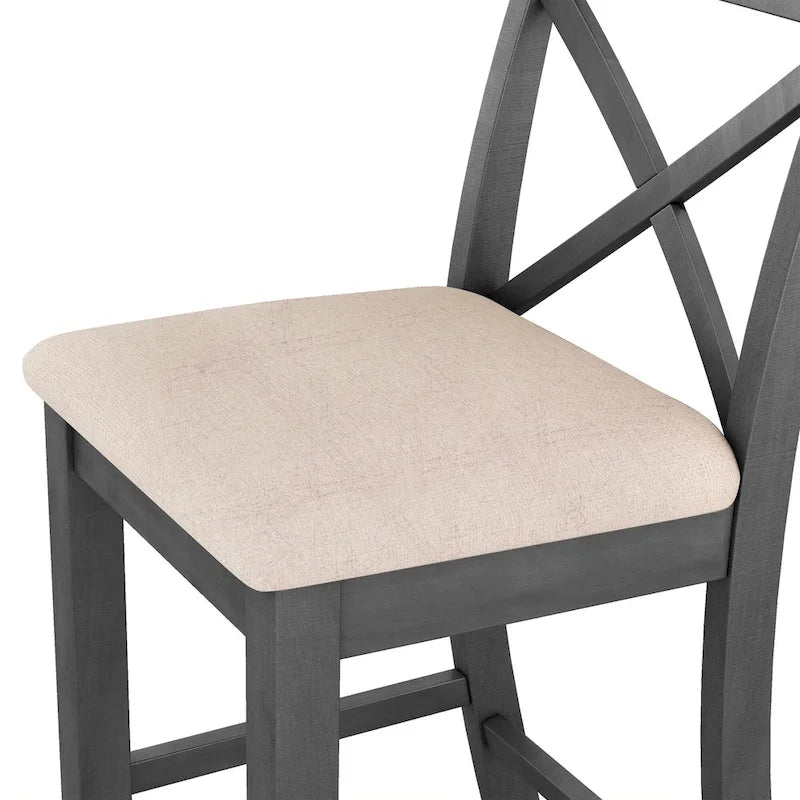 Ensemble table et chaises de salle à manger 3 pièces, petit ensemble table et chaises de hauteur comptoir avec coin repas et 2 chaises-20