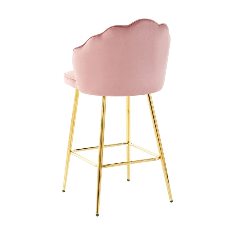 Ensemble de 2 tabourets de bar en velours, hauteur comptoir avec pieds en métal, chaises de cuisine rembourrées avec repose-pieds-7