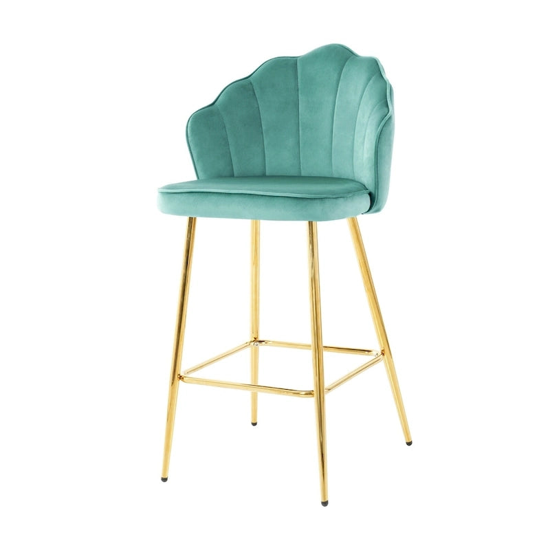 Ensemble de 2 tabourets de bar en velours, hauteur comptoir avec pieds en métal, chaises de cuisine rembourrées avec repose-pieds-16