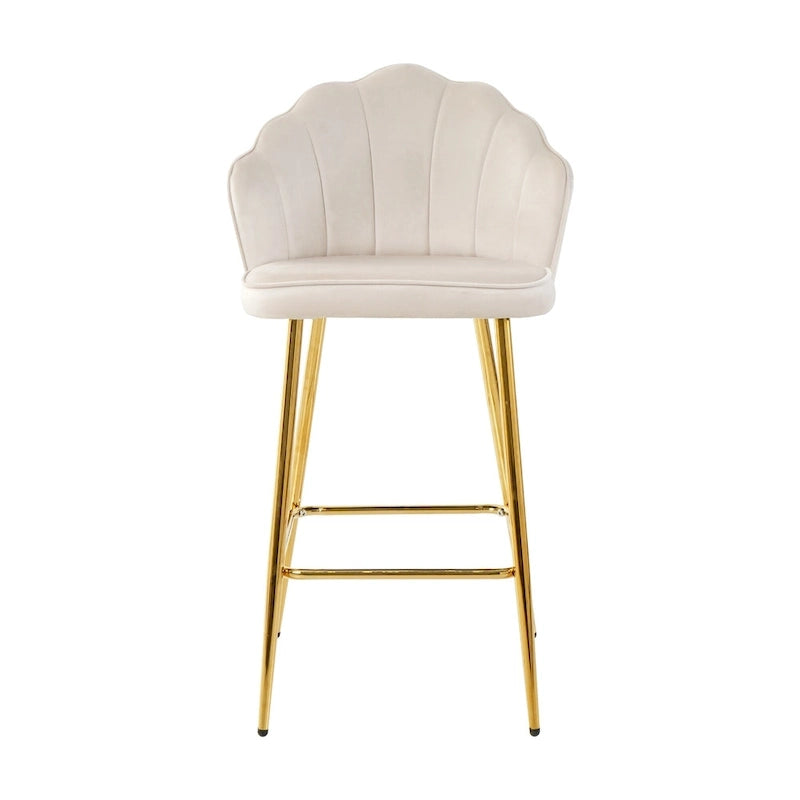 Ensemble de 2 tabourets de bar en velours, hauteur comptoir avec pieds en métal, chaises de cuisine rembourrées avec repose-pieds-25