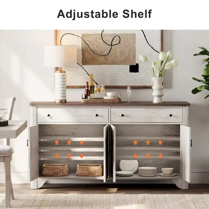 Buffet de style campagnard WAMPAT 122 W, grand modèle, avec portes et étagère réglable-3