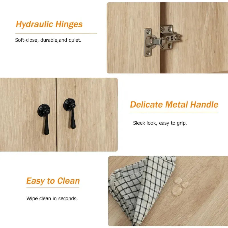 Buffet de style campagnard WAMPAT 122 W, grand modèle, avec portes et étagère réglable-12