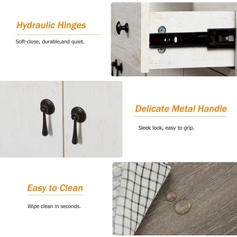 Buffet de style campagnard WAMPAT 122 W, grand modèle, avec portes et étagère réglable-15