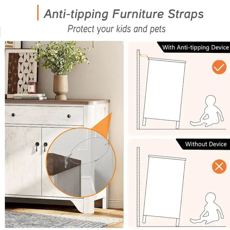 Buffet de style campagnard WAMPAT 122 W, grand modèle, avec portes et étagère réglable-16