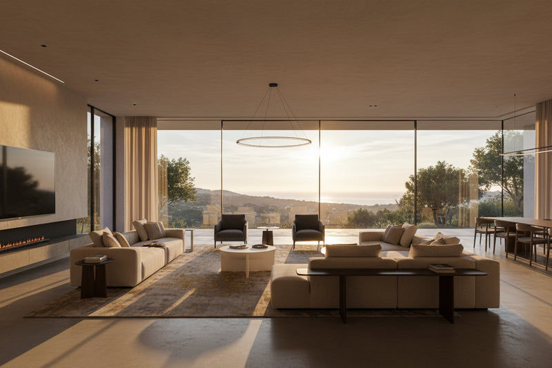 Modrest Elsa Modern Oyster Concrete Round Coffee Table