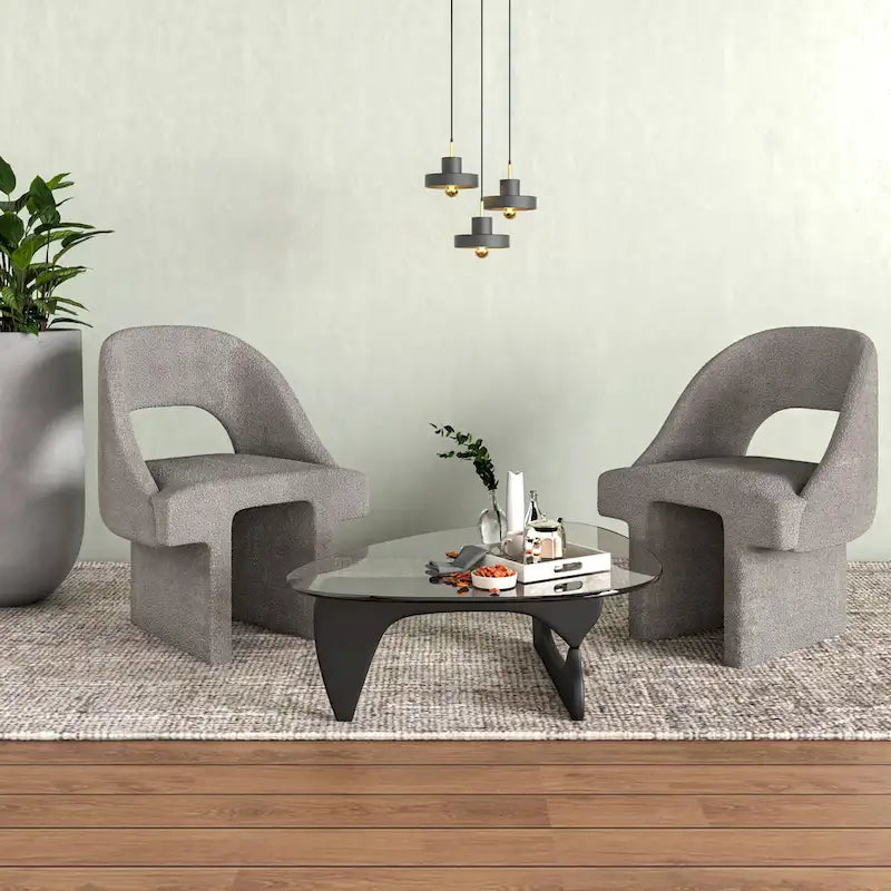 Ensemble de 2 fauteuils d'appoint modernes et élégants en tissu bouclé, avec structure en MDF, pour la maison, le bureau, le salon et la chambre.-10