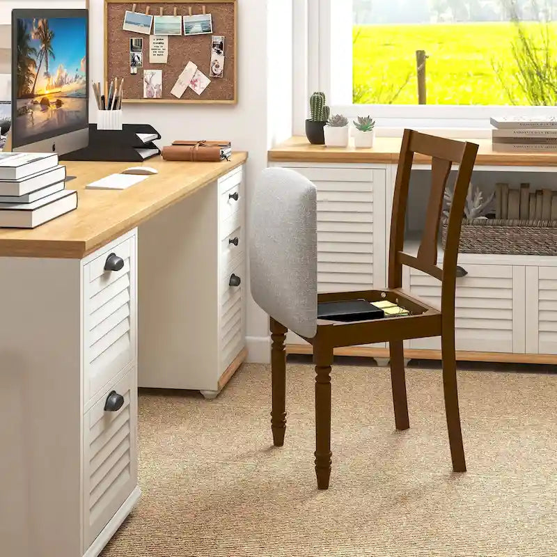 Ensemble de 4 chaises de salle à manger en bois rembourrées Gymax avec espace de rangement intégré à l'assise-4