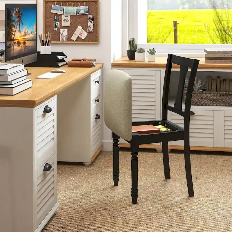 Ensemble de 4 chaises de salle à manger en bois rembourrées Gymax avec espace de rangement intégré à l'assise-15