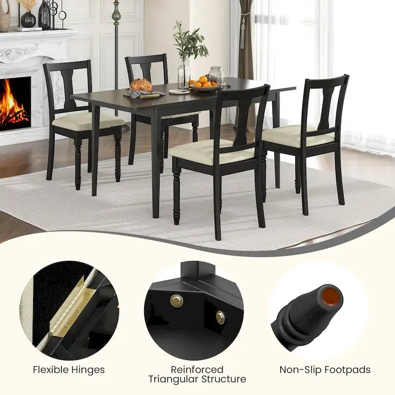 Ensemble de 4 chaises de salle à manger en bois rembourrées Gymax avec espace de rangement intégré à l'assise-16